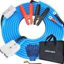 0 Gauge 25 Feet Quick Connect Jumper Cables for Car, Automotive Booster Jumper Cables Heavy Duty Quick Connect Plug for SUV and Trucks with Carry Bag, Gloves, Brushes