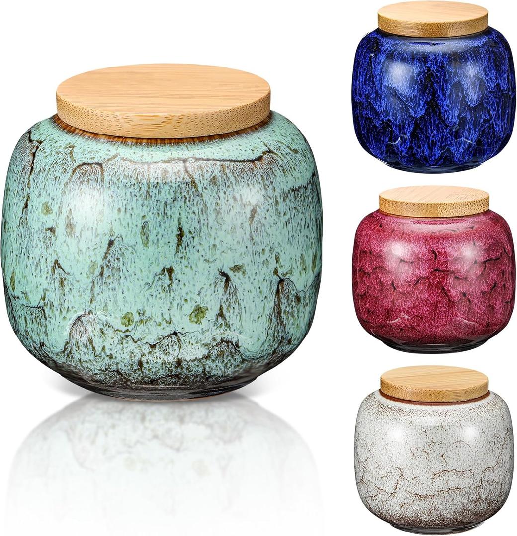 Sieral Set of 4 Ceramic Small Urns for Human Ashes Sharing Keepsakes Cremation Mini Urns Human and Pet Ashes Funeral Container with Box and Lining for Memorial Your Loved One Lost, 4 Colors (Elegant)