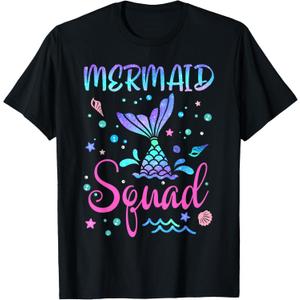 Mermaid Squad of The Birthday Mermaid Tail Family Matching T-Shirt, S