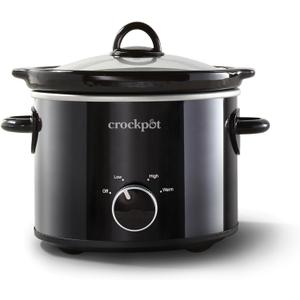 Crock-Pot 2-Quart Manual Slow Cooker, Feeds 2+ People, Great for Small Meals, Dips, & Sides; Removable Stoneware is Oven & Dishwasher Safe, Black