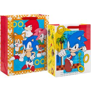 Hallmark Sonic the Hedgehog Gift Bags for Kids, Gamers (2 Bags: 1 Large 13", 1 Extra Large 15") for Birthdays, Back to School, Christmas