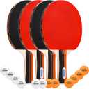 Ping Pong Paddles Set of 4, Ping Pong Paddles and Balls, Table Tennis Rackets Set Suitable for Indoor and Outdoor Games, Family Games