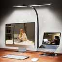 Airlonv LED Desk Lamp for Office Home, Eye-Caring Desk Light with Stepless Dimming Adjustable Flexible Gooseneck, 10W USB Adapter Desk Lamp with Clamp for Reading, Study, Workbench (Black) (Standard)