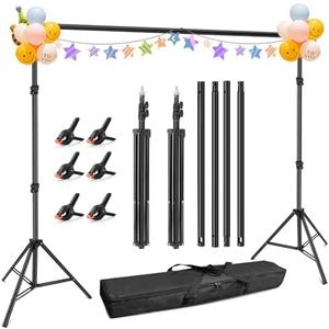 Hemmotop Photo Backdrop Stand, 10x7ft (WxH) Background Stand for Photoshoot, Adjustable Backdrops Support kit with Carry Bag for Parties, Photography, Projector Screen, Wedding, Decoration, Balloons