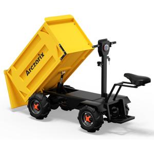 Automatic Dumping Square Wheelbarrow Utility Cart 60V 20A 2000W Capacity 2205Lbs with One-Key Lifting and Lowering Dumper & All-Terrain Wheels, Material Hauler, Electric Wagon