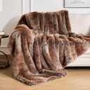 OMERAI Faux Fur Blanket, Ultra Soft Luxury Fuzzy Throw Blanket, Long Pile Plush Cozy Warm Decorative Blanket for Couch, Sofa, Chair, Bed, Heavy Weight, 50" x 60", Chestnut Russet Blend