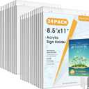 MaxGear Wall Mount Sign Holder 8.5 x 11, Clear Plastic Picture Frames with Mounting Screws, Door Sign Holders and Document Display Frame for Home, Office, Store, 24 Pack, Vertical