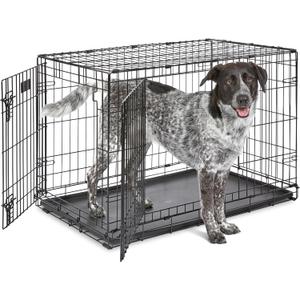 MidWest Homes for Pets 36-Inch iCrate for Medium-Large Breeds, 41-70 lbs, Single Door Folding Dog Crate with Divider Panel, Leak-Proof Tray & Secure Latches, Portable, Durable & Easy to Assemble