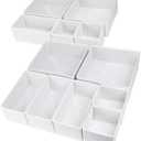 12 Pack Drawer Organizer Clothes, Foldable Fabric Dresser Organizer Closet Organizers and Storage Box for Underwear,Folded Clothes,Baby Clothing,Socks,Bra,Towels,Ties(12 Pack,White)