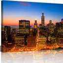 Chicago Nightscape Skyline Wall Art for Bedroom Skyscrapers Buildings Canvas Art Wall Decor Downtown Night Falls Modern Wall Art Pictures for Living Room Artwork Giclee Framed Ready to Hang 12"Wx18"H