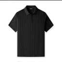 JMIERR Mens Casual Polo Shirt Summer Short Sleeve Vacation Button Beach Knit Stretchy Golf Shirts (Black, XL)