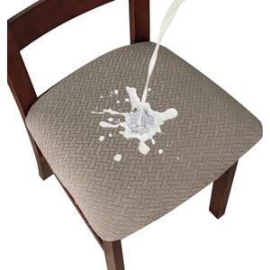 Genina Waterproof Seat Covers for Dining Room Chairs Covers Dining Chair seat Covers Kitchen Chair Covers slipcovers (Taupe, 6 Pcs)
