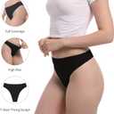 Women's High Waisted Thong Panties - 95% Cotton 5% Spandex, T-Back Seamless Underwear, Soft & Comfortable Pack 6 (XL)