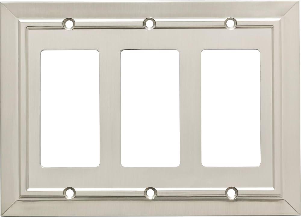 Franklin Brass Classic Architecture (1-Pack) Decorative Light Switch Cover Brushed Nickel 3-Gang Decorator/Rocker Wall Plate Triple Switch Plate Cover Electrical Outlet Guard
