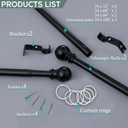 1 Inch Adjustable Grommet Curtain Rod-Black Curtain Rods for Windows 34 to 68" Drapery, Heavy-Duty living room curtain rod with 2 Brackets,Curtain ring for Bedroom, Kitchen Outdoor Patio