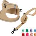 BELLA & PAL Step in Vest Harness for Small and Medium Dogs, No Pull Small Dog Harness with Leash Set, Comfortable Air Mesh Dog Vest Harness with Reflective Strip (Khaki, XXS)