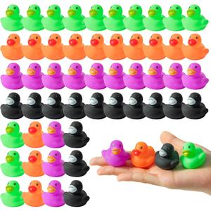 Haooryx Halloween Mini Rubber Duckies Bath Toys - 60Pcs Colorful Tiny Ducks Squeak Bathtub Float Ducky for Halloween Carnival Game Treat Goodie Gift Toddler Baby Shower Birthday Pool Party Decoration