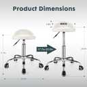 Swivel Rolling Stool with Wheels Height Adjustable Stool Chair Drafting Chair with Backrest Stable Base Foot White