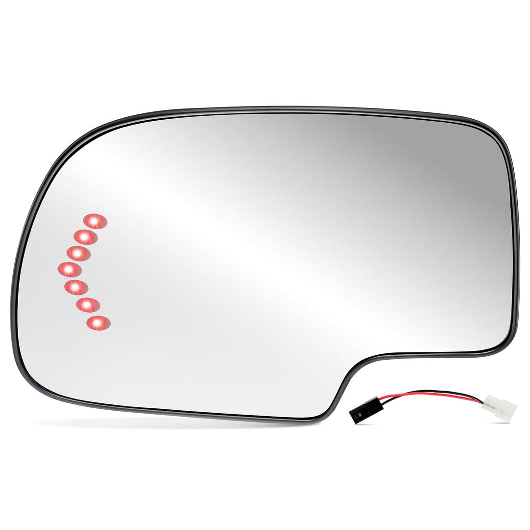 BJSIA Driver Side Heated Mirror Glass Replacement Fis 2003-2007 Chevy Silverado, Avalanche, Suburban, Tahoe, GMC Sierra, Yukon, Cadillac Escalade, Exterior Side View Mirror with Turn Signal