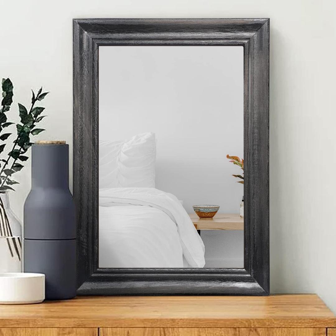 Mirrors for Wall with Black Wood Frame Large 26"x18" Rectangular Hanging Mirrors for Bathroom Bedroom Living Room Home Decor