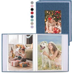 vivinin 2 Pack Photo Album 4x6, Linen Cover Photo Book, Small Photo Album Book for 36 Pockets Hold 72 Pictures, Picture Book for Photos Family Anniversaries Baby Vacations blue