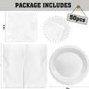 100 Pcs White Paper Plates and Napkins, 50 Pcs Guest White Party Supplies Including Scalloped Plates and Napkins for Independence Day Weddings, Parties