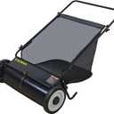 Push Lawn Sweeper, 26-Inch Width, 7 Cu. Ft. Hopper Capacity, 4 Spinning Brushes, Adjustable Height, Durable Steel Frame with Rubber Wheels, Ideal for Leaves and Grass (Black)