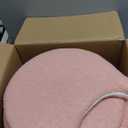 Small Vanity Stool Chair with Storage and Folding Back,4 Metal Legs with Anti-Slip Feet,Round Ottoman with Velvet Seat, Furry Padded Seat for Makeup, Bedroom (Black, Standard) (Pink)