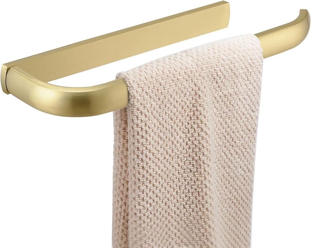 BESy Brass Hand Towel Bar for Bathroom Brushed Gold, Rustproof Wall Mounted Towel Rack Hanger Bathroom Hardware Accessories Towel Holder 12 Inch