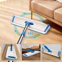 18" Professional Microfiber Mop Floor Cleaning, Flat Mop with Stainless Steel Handle,360-Spin Head with 2 Reusable Washable Pads, Microfiber Wet and Dust Mopping for Hardwood and Tile,Blue
