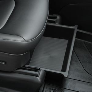 Front Under-seat Storage Box for Tesla Model Y 2020-2025NOT Juniper, Waste Bin Accessory, ABS+TPE Double Hidden Design