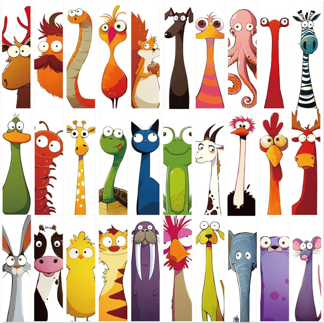 3 x 30PCS Funny Animal Bookmarks for Kids Cartoon Page Holders | for Book Lovers,Students,Teacher,Readers,on Birthday,Halloween,School Rewards,Library Reading