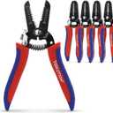 5 Pack Small Wire Strippers and Cutters for 10-22 AWG, Handheld Electrical Wire Stripping Tool Set with Spring-Loaded Pliers and Safety Lock for Low Voltage Wires