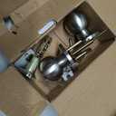 Keyed Entry Door Knob with Lock and Key, Exterior and Interior Door Lock for Bedroom, Entry Door Handle for Front DoorSatin Nickel