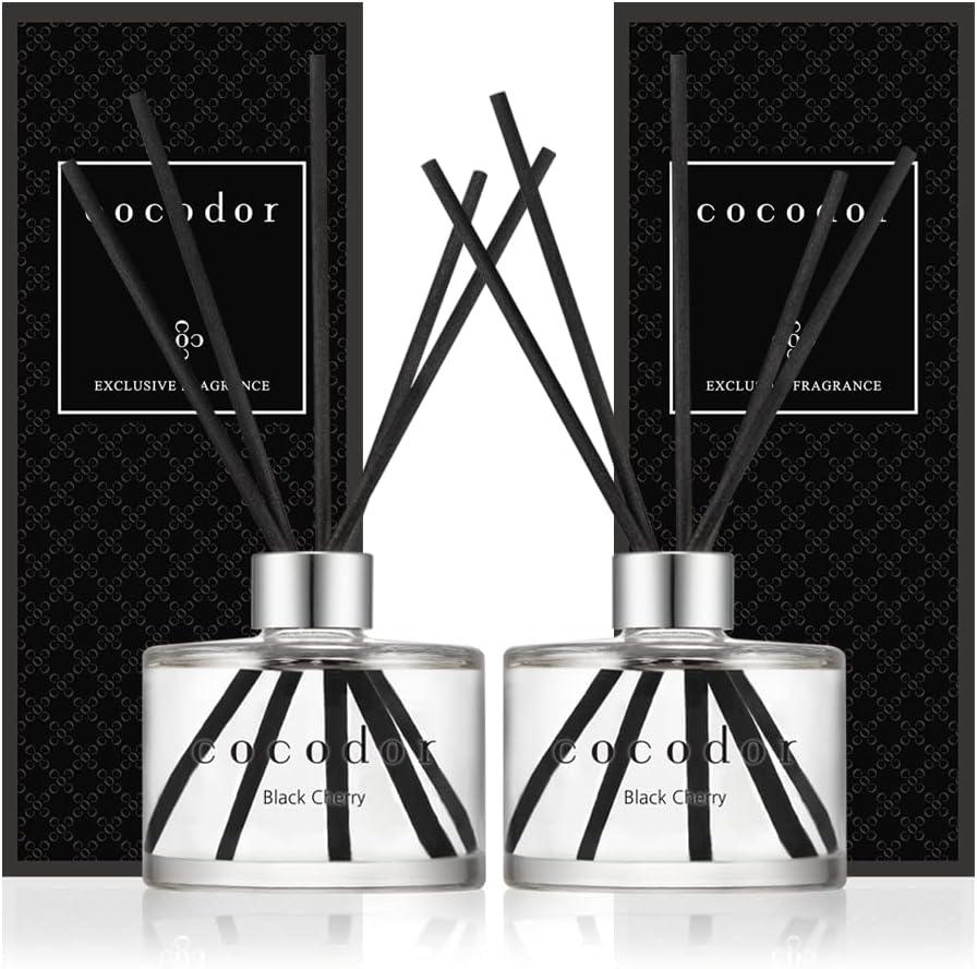 COCODOR Signature Reed Diffuser Set/Black Cherry / 6.7oz /2 Pack/Home Fragrance Diffuser, Oil Scent Diffuser for Bathroom Shelf Decor