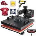 VEVOR 2 in 1 Heat Press 15x15 Inch 360 Swing Away Digital Tshirt Press Machine with 6x3 Inch Hat Press, Multifunction Combo for T Shirt Hat Cap Pillow Bag, 2in1-Black