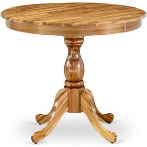 East West Furniture AMT-ANA-TP Antique Dining Room Table - a Round Kitchen Table Top with Pedestal Base, 36x36 Inch, Natural