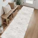 Hallway Runner Rug 2x8 Washable Area Rugs, Vintage Floral Rug Soft Non Slip Stain Resistant Boho Floor Carpet Runners for Hallways Entryway Laundry Room Kitchen Bathroom, and Bedroom Beige