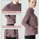Women's Fleeced Sweatshirt - Stand-Up Turtleneck, Side Pockets, Warm Fleece for Winter Daily Wear (Purple, S)