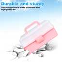 Tackle Box Organizers and Storage,10inch Craft Organizers and Storage,Three-Layer Sewing Box With 2 Trays,Medicine Storage Box With Handle For Nail、Makeup、Diamond Painting、Building Blocks (PINK)
