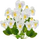 White Artificial Flowers 3 Pack Pansy Flowers Artificial Silk Flowers 18" Realistic Fake Flowers for Decoration Spring Faux Flowers for Vase Home Indoor Wedding Flower Bouquet Table Centerpiece Decor