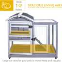 GEGURI Rabbit Hutch Indoor Rabbit Cage Outdoor, Wooden Bunny Cages for Guinea Pig with Wheels, Removable Tray, Ramp, Size: 37.5"L x 36.6"W x 23.2"H
