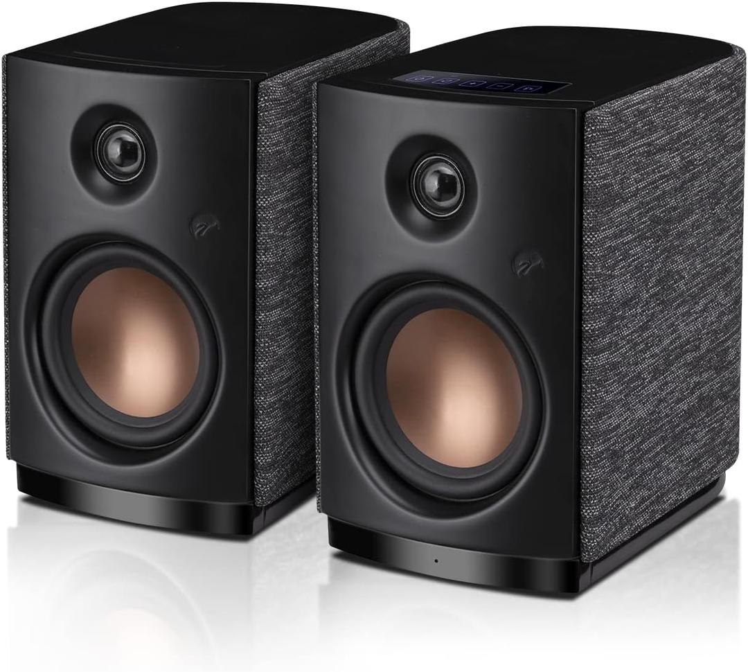 HiVi-Swans OS-10 HiFi Stereo Speakers, Bluetooth 5.0 Active Computer Bookshelf Speakers - 4'' Dynamic Woofer, Powered Desk Speakers 62w RMS with Touch Control for PC/Phone/TV/Monitor (Pair)