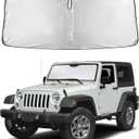 EcoNour Windshield Sunshade Compatible for Jeep Wrangler 1997-2015 2016 2017, Sun Visor for Front Windshield & Window Sun Shade Cover, UV Heat Blocker & Protector, Car Accessories
