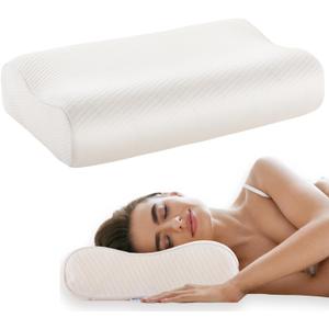Sinomax Contour Memory Foam Neck and Cervical Pillow - Golden Diamond Neck Pillow for Back Support and Side Sleepers - 22 x 14 x 4-5 inches (Standard)