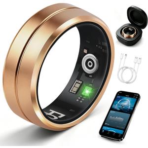 Smart Ring for Women Men, All-New Matte Scratch-Resistant Design, Health & Fitness Tracker for Sleep, Stress & Activity Monitoring, Long Battery Life, Waterproof, No App Fee, Rose Gold 9