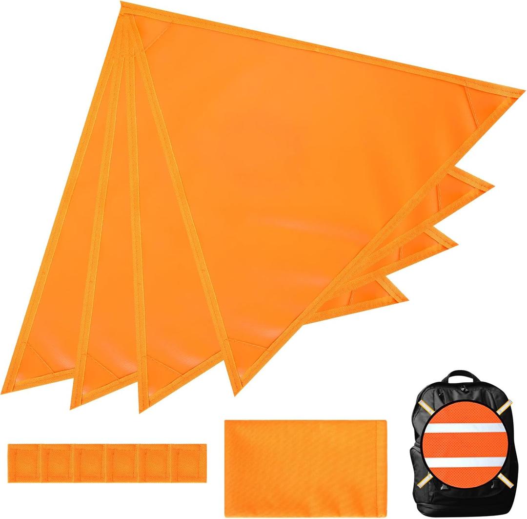 Soulchen 19 Pcs Blaze Orange Safety Panels Set 4 Triangle Magnetic Panel 2 Mesh Safety Board with Reflective Strips 12 Magnet Buttons 1 Storage Bag Hunting Blind Accessories for Outdoor Blinds Tents