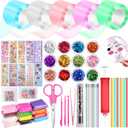 Needbrock 5 Pcs Nano Tape Bubble Kit,1m/3.28 ft Each Roll Nano Tape Bubbles Double Sided Tapes with Luxe Glitter, Clay, Beads, Cute Stickes Suitable for Over 3 Years Old