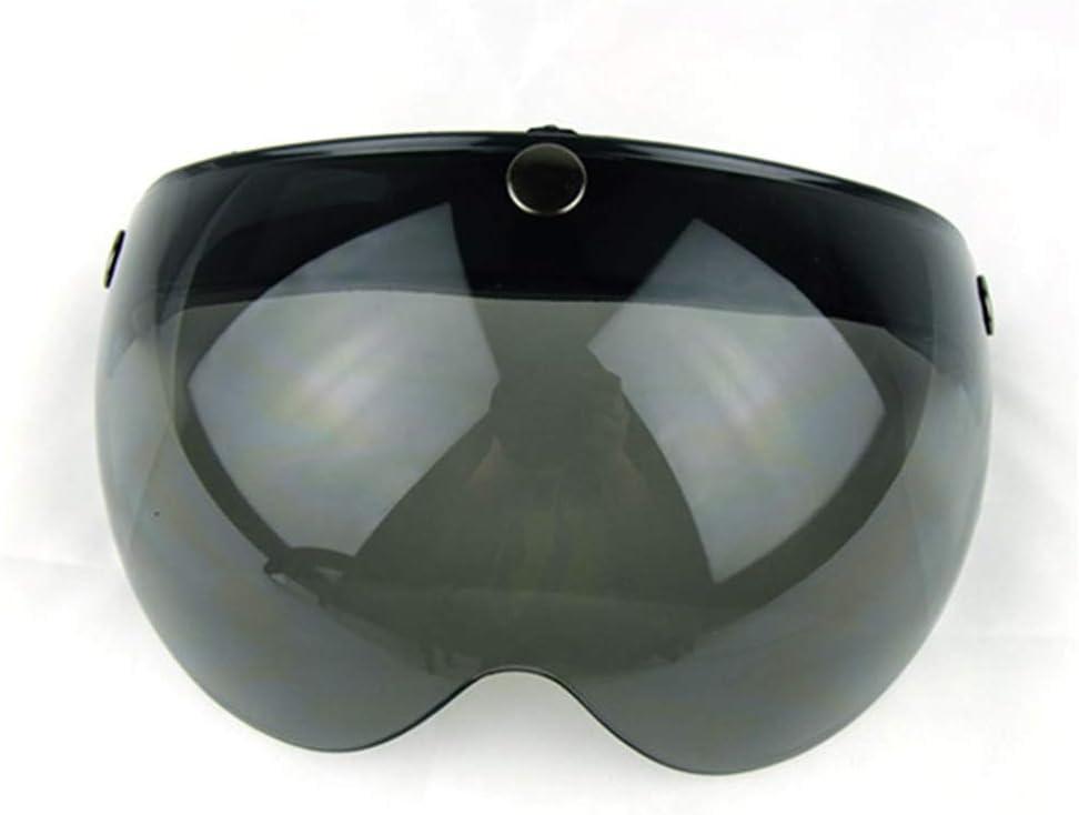WANCAR Universal Motorcycle Retro Pilot-Style Standard 3 Snap-Button Visor Flip Up Down Open Face Helmet Wind Shield(Dark Smoke)