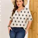 ForHailey Women's Plus Size Short Sleeve Summer Tops Casual Button Down V Neck Blouses Floral Clothing Trendy